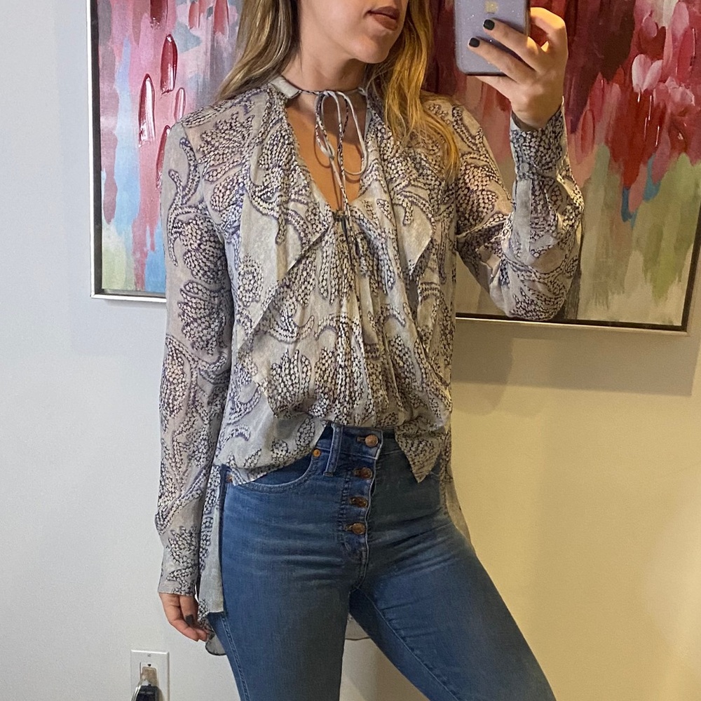 BCBG high low tie blouse top